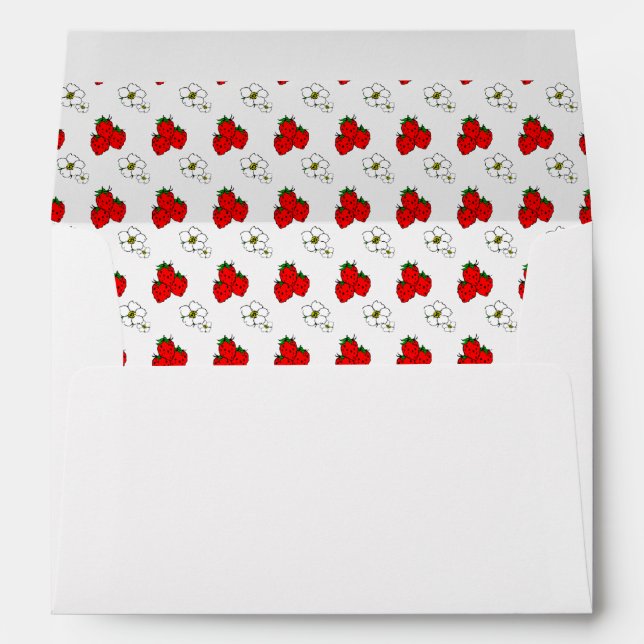 Enveloppes Motif de fraises et de fleurs rouges rétro (Dos (Bas))