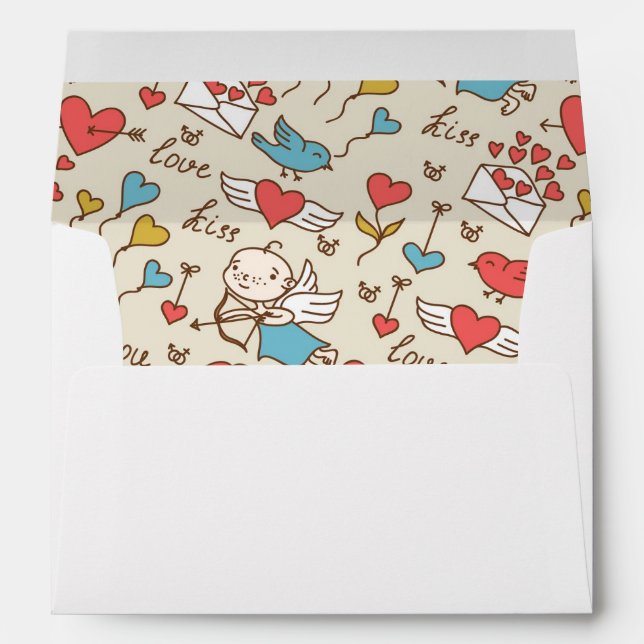 Enveloppes Motif de la Saint Valentin avec Cupidon (Dos (Bas))