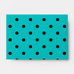 Enveloppes Motif de points Polka Turquoises et noirs. Monogra