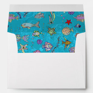 Enveloppes Motif de poisson turquoise