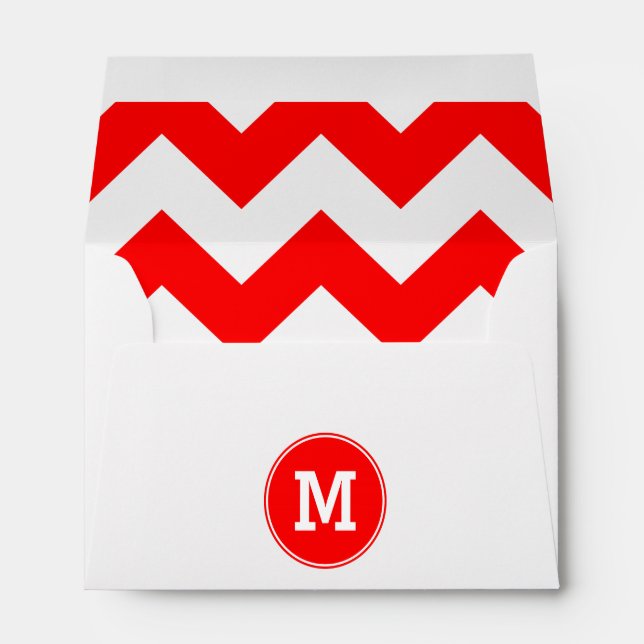 Enveloppes Motif de Zigzag rouge monogramme (Dos (Bas))