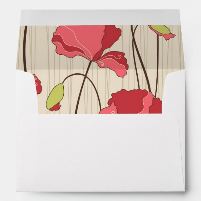 Enveloppes Motif des Poppies rétro (Dos (Bas))