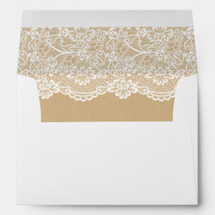 Enveloppes Motif en dentelle blanche classique Kraft Mariage 