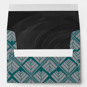 Enveloppes Motif feuille carré Turquoise neutre
