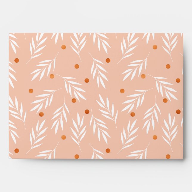 Enveloppes Motif Feuille moderne Apricot rose (Devant)