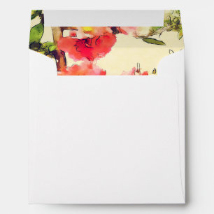 Enveloppes Motif floral aquarelle rouge rose 1