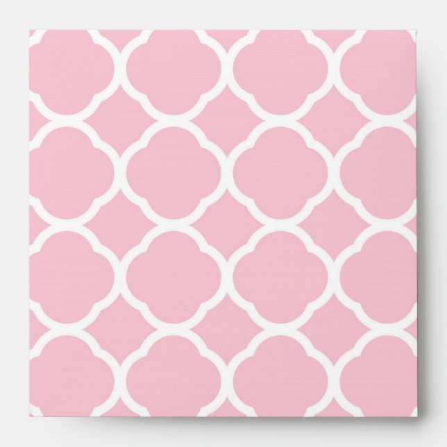 Enveloppes Motif girly à quatre feuilles rose et blanc (Devant)