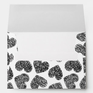 Enveloppes Motif moderne Black and White Doodle Hearts