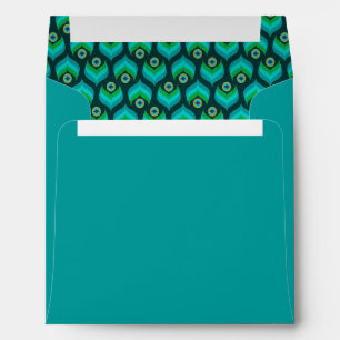 Enveloppes Motif moderne de sarcelle et de plume de paon
