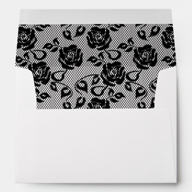 Enveloppes Motif noir de dentelle sur l'arrière - plan blanc (Dos (Bas))