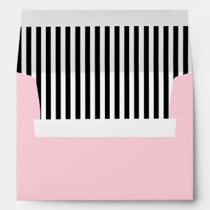 Enveloppes Motif rayé noir et blanc avec rose pastel