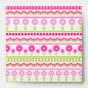 Enveloppes Motif rose doux avec fleurs et points