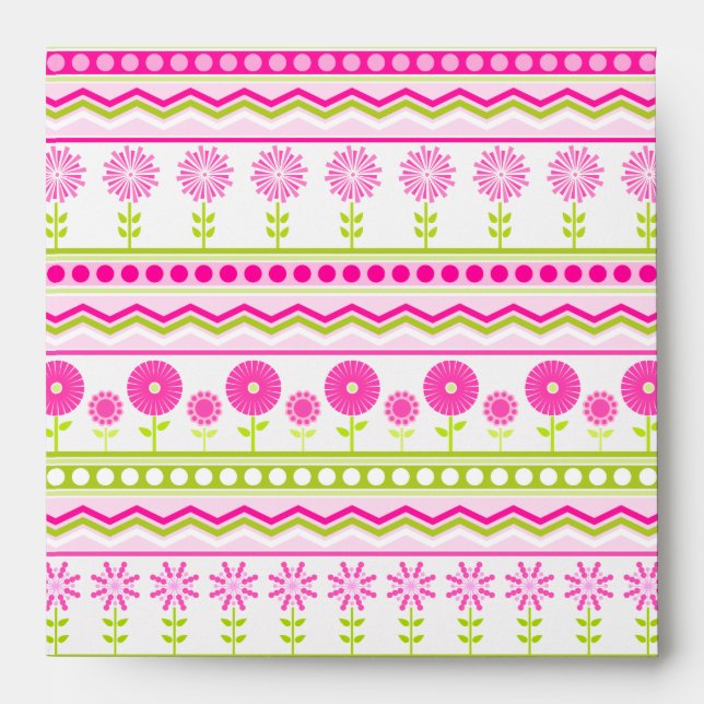 Enveloppes Motif rose doux avec fleurs et points (Devant)
