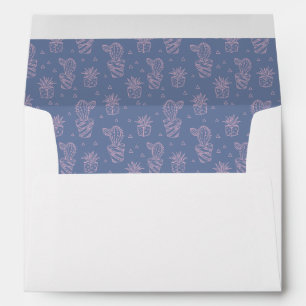 Enveloppes Motif rose et pourpre de cactus de bande dessinée