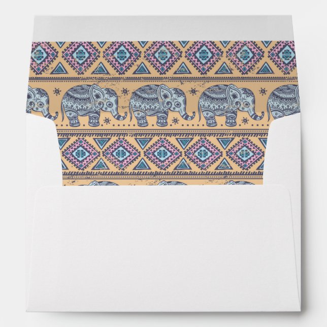 Enveloppes Motif tribal Blue Ethnic Elephant (Dos (Bas))