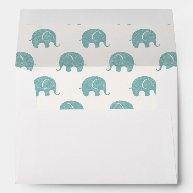 Enveloppes Motif Turquoise Cute Elephant (Dos (Bas))