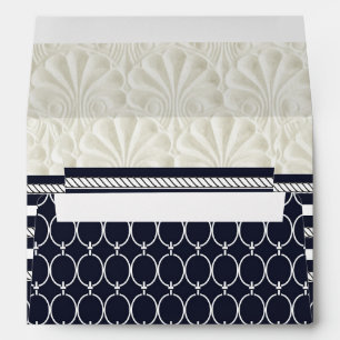 Enveloppes Nautique Marine & White Elegant Beach Mariage