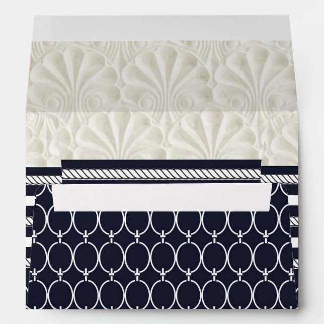 Enveloppes Nautique Marine & White Elegant Beach Mariage (Dos (Bas))