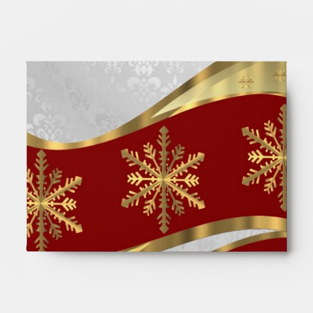 Enveloppes Noël argenté rouge de damassé d'or (Devant)