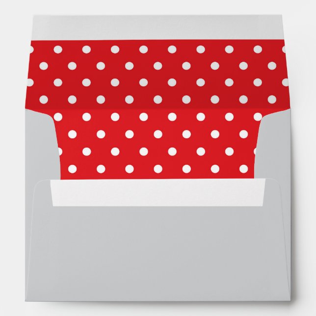 Enveloppes Noël gris et rouge Pois élégants (Dos (Bas))