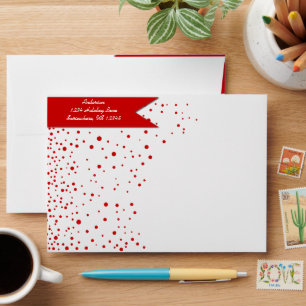 Enveloppes Noël personnalisé avec points rouges