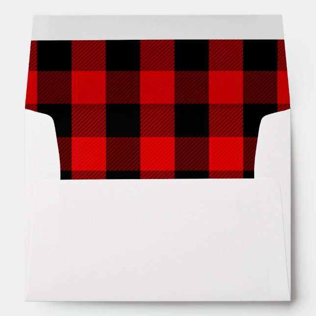 Enveloppes Noir 5X7 rustique rouge de plaid de bûcheron (Dos (Bas))