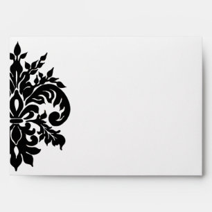 Enveloppes Noir, blanc, citron vert, fleur de Lis Mariage dam