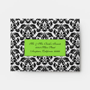 Enveloppes Noir, blanc, citron vert, fleur de Lis Mariage dam