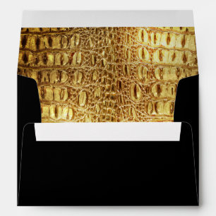 Enveloppes Noir brillant d'or de peau de crocodile
