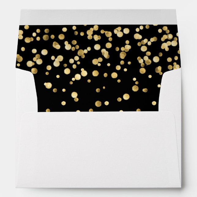 Enveloppes Noir élégant fait sur commande d'or épousant (Dos (Bas))