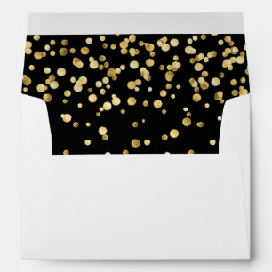 Enveloppes Noir élégant fait sur commande d'or épousant