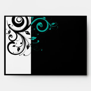 Enveloppes Noir et blanc avec Turquoise rotation inverse