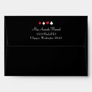 Enveloppes Noir rouge de faire-part de mariage de Las Vegas