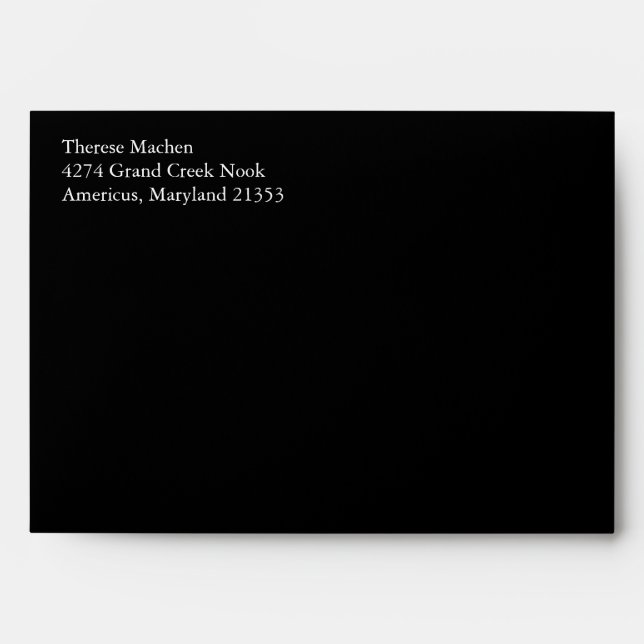 Enveloppes Noires A7 5x7 Avec Adresse De Retour (Devant)