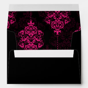 Enveloppes noires de mariage damassé de roses