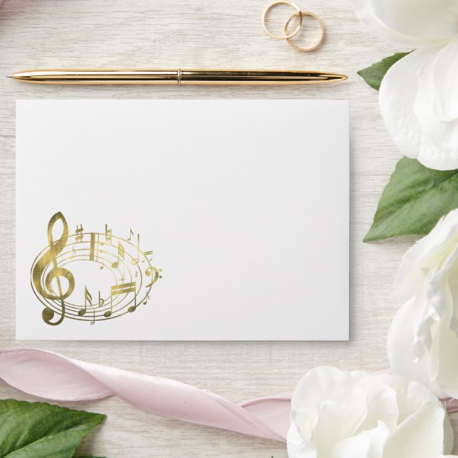 Enveloppes Notes musicales d'or en forme ovale (Wedding)