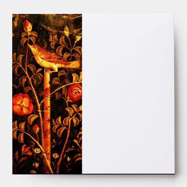 Enveloppes NUIT AVEC ROSES, Rouge Jaune Noir Blanc (Devant)