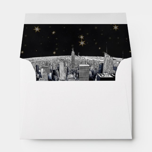 Enveloppes NYC Skyline 2 Black Gold Star Fancy Env 1 (Dos (Bas))