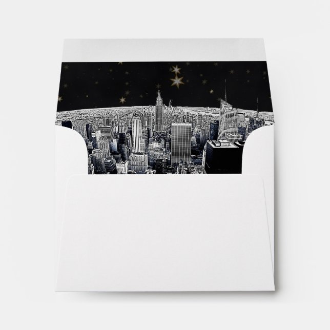 Enveloppes NYC Skyline 2 Black Gold Star Fancy Env 3 (Dos (Bas))