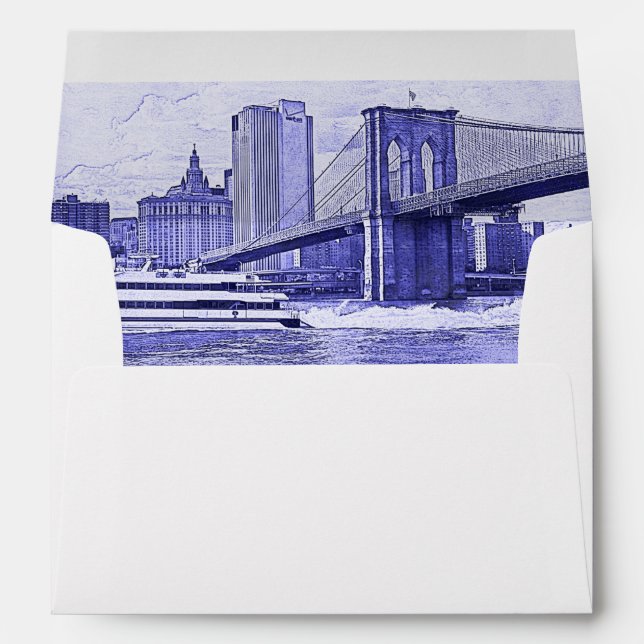 Enveloppes NYC Skyline Brooklyn Bridge Boat Etch No 2 (Dos (Bas))