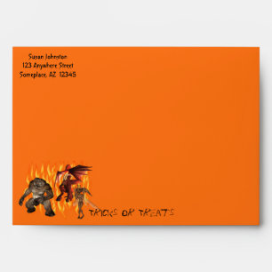 Enveloppes Ogre Demons Flames Halloween