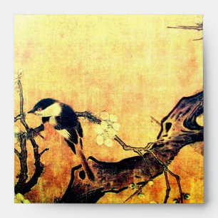 Enveloppes OISEAU DE PRINTEMPS ET FLEURS JAUNE Brown