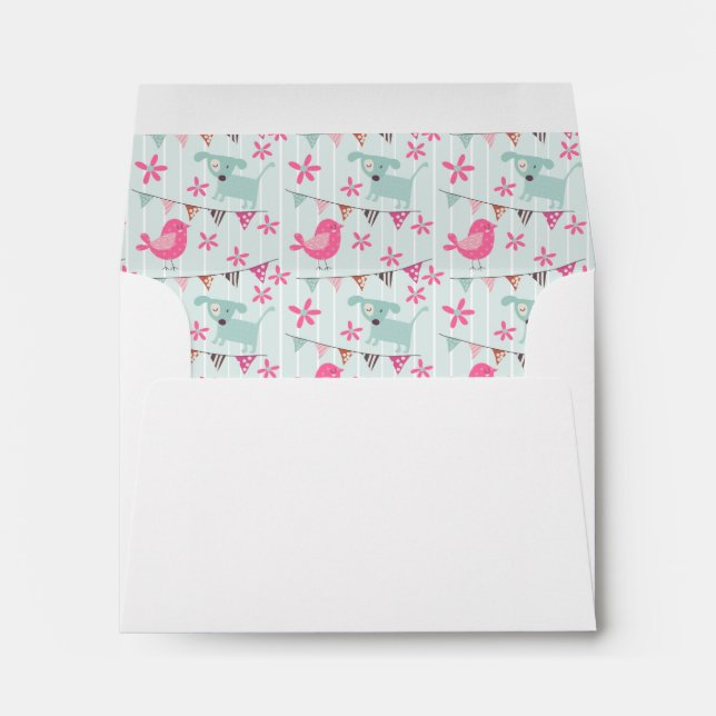 Enveloppes Oiseaux, Chiens, Bannières, Fleurs (Dos (Bas))