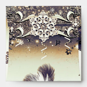 Enveloppes Or Blanc et Bronze Masquerade Flocons de Neige
