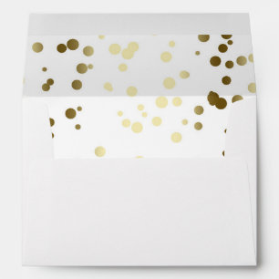 Enveloppes Or et mariage élégant de points blancs de