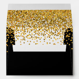 Enveloppes Or et points fascinants de confettis de noir
