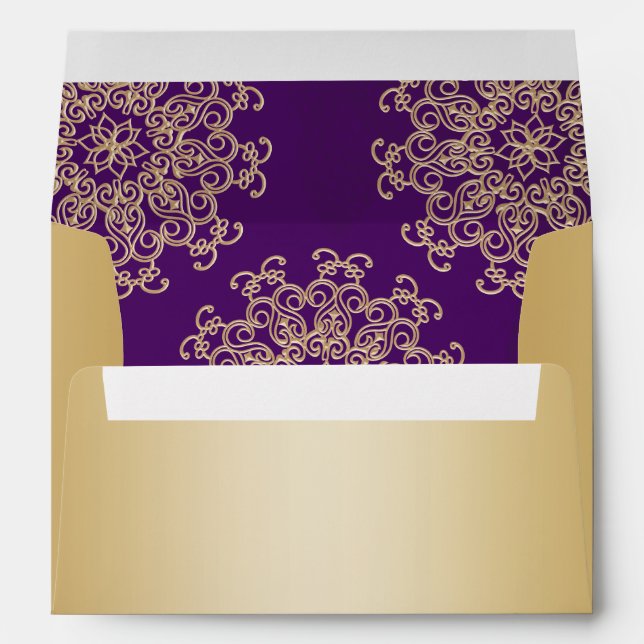 Enveloppes Or et style indien pourpre (Dos (Bas))
