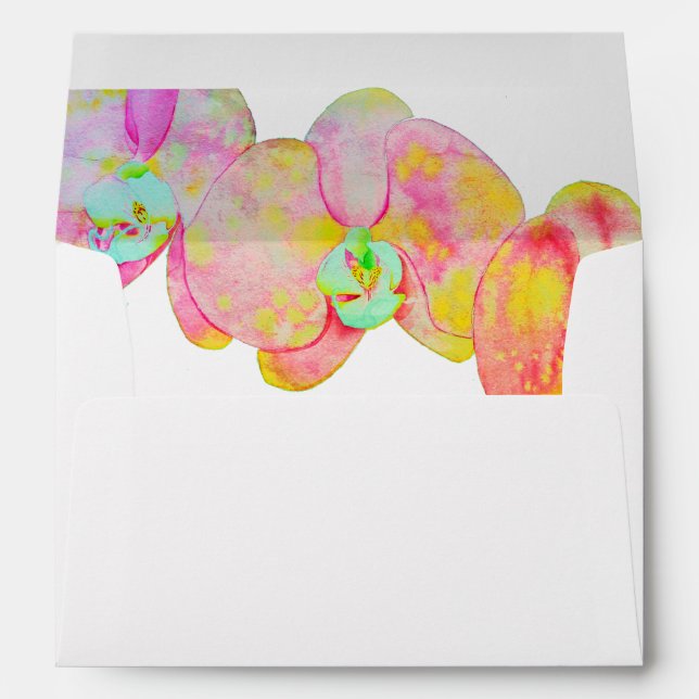 Enveloppes Orchidées des Caraïbes, fleurs d'aquarelle tropica (Dos (Bas))