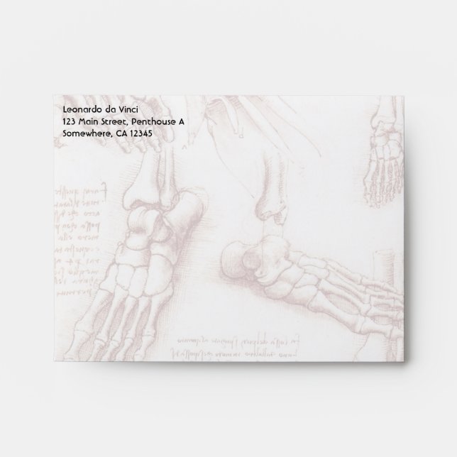 Enveloppes Os de pied anatomiques humaines de Léonard de Vinc (Devant)