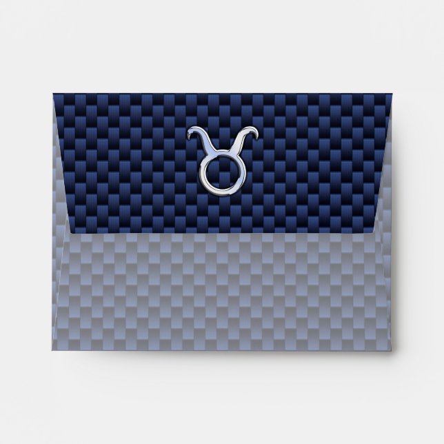 Enveloppes Panneau moderne Taurus Zodiac Bleu Fibre de carbon (Dos (Haut rabat))